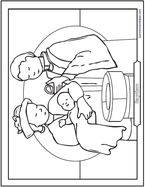 Baptism Coloring Sheet Baby At The Font