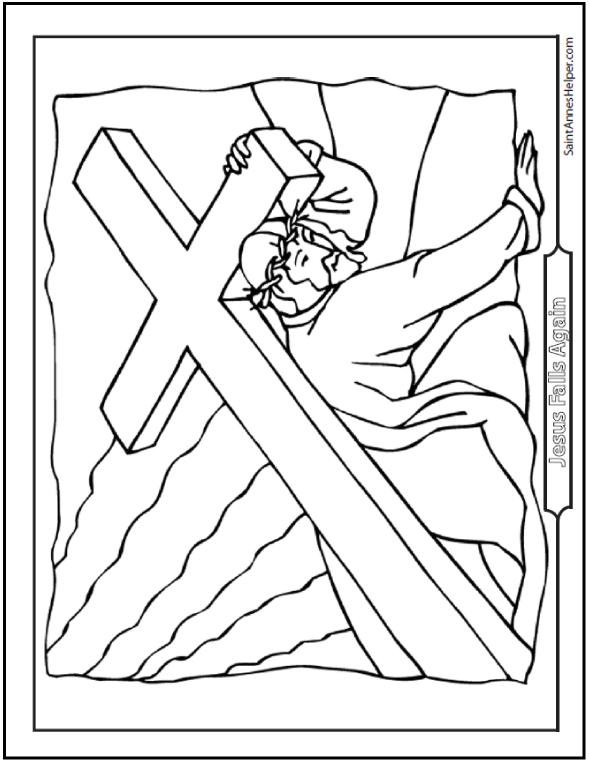 Good Friday Coloring Pages: Jesus Carrying His Cross In Lent