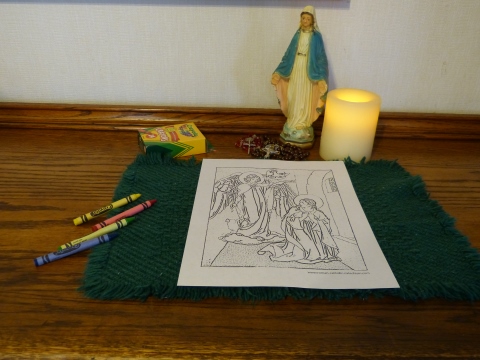 Rosary Coloring Pages: The Angel Declared Unto Mary - Annunciation Coloring Patge