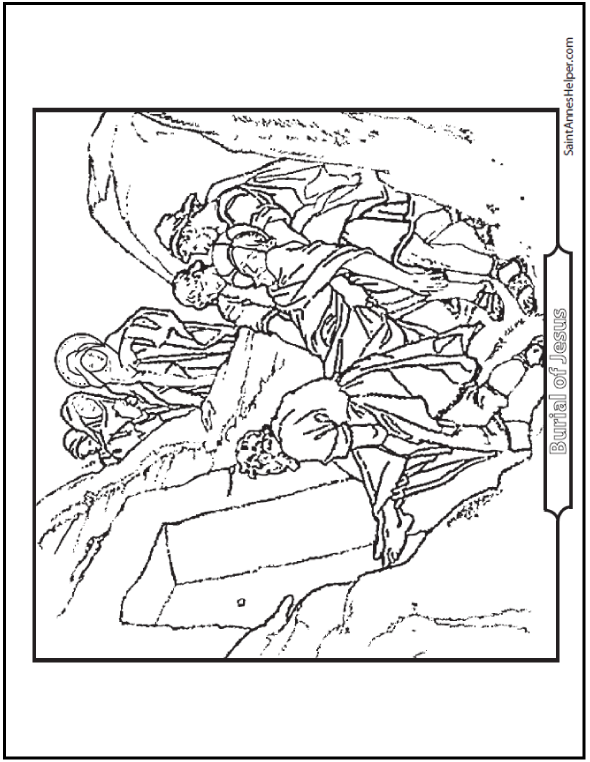 Download Burial of Jesus Coloring Page + Mary and Apostles Bible Story