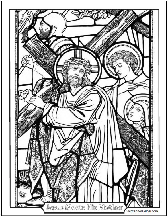 Carrying Of The Cross Coloring Sheet Way Of The Cross Coloring