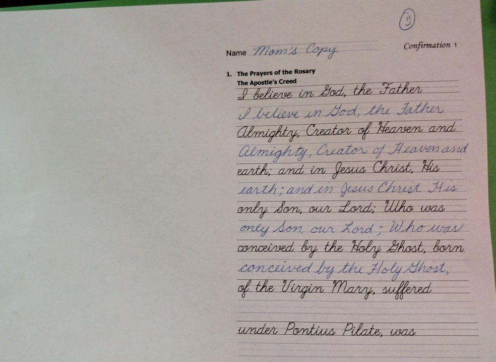 Confirmation Worksheet: Medium Font. Confirmation Worksheet: Medium Font.