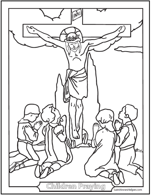 Stations of the Cross Catholic Coloring Pages for Kids 