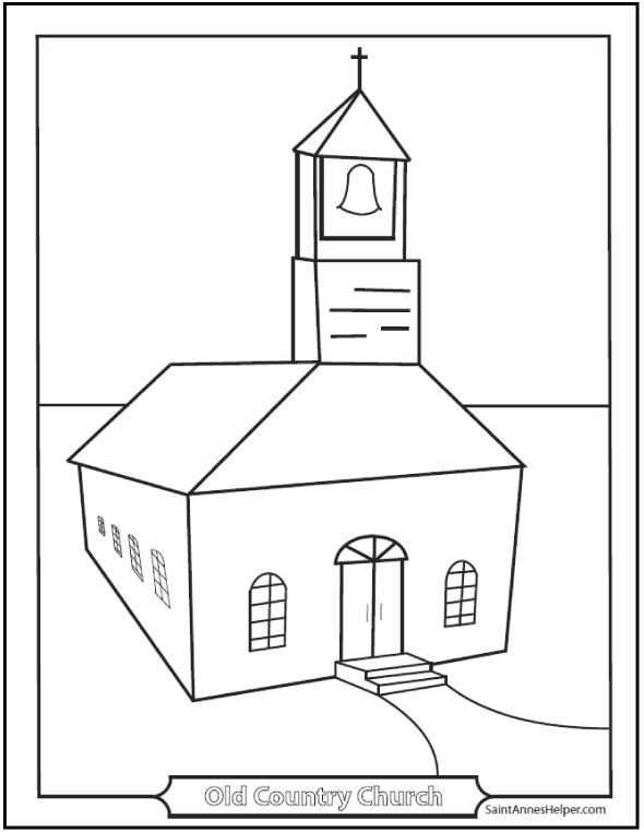 coloring page of a church