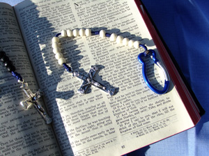 First Communion Gifts: White and black rosaries