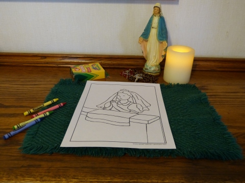 Before - Kneeling First Communion Girl coloring page