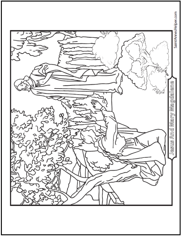 Beautiful Saint Mary Magdalen coloring page for Easter Sunday! She saw him before the Apostles!