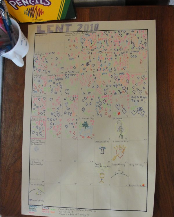 Catholic Lent Activities For Children - Make a Lent Calendar Chart to treasure-up sacrifices.
