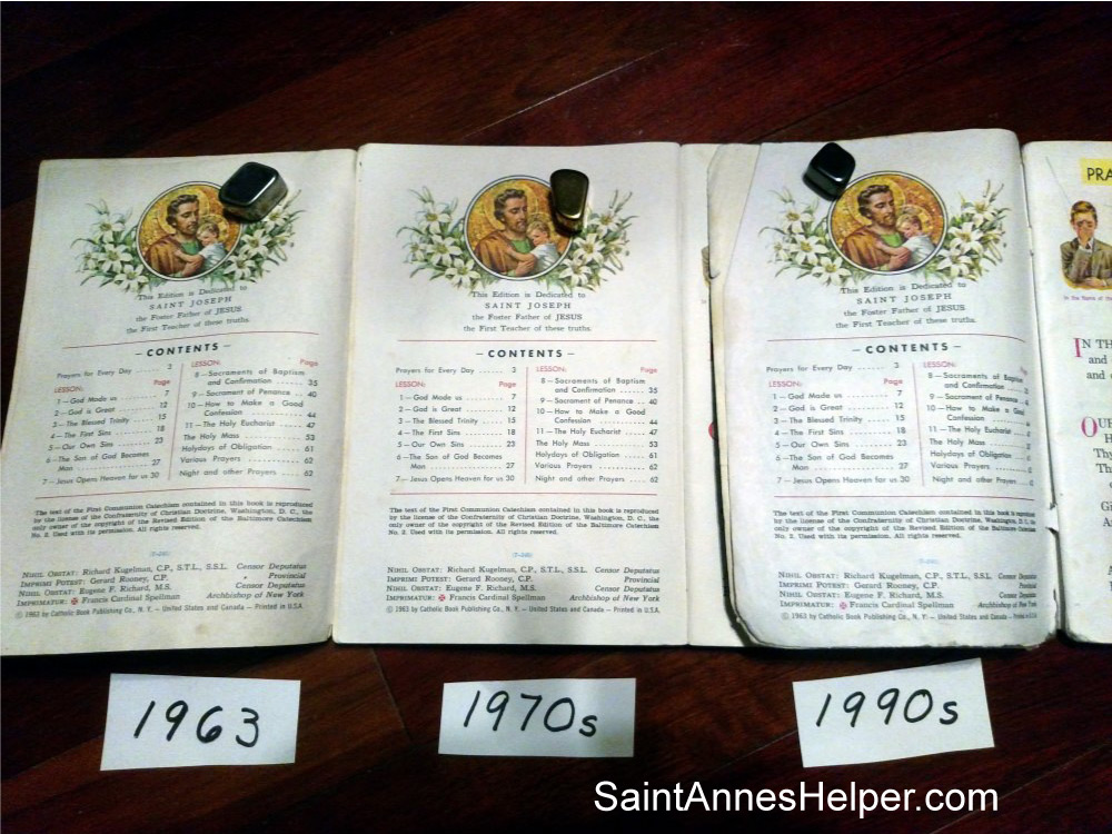 Catholic Book Publishing Company did not change the date in the catechism booklets from the 1960s to the 1990s.