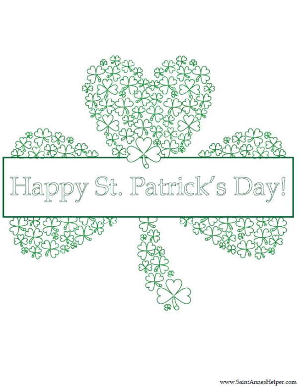 Saint Patrick Day Printable: green coloring page.