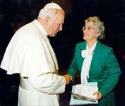 Pope John Paul II greeting Mrs. Mary K. Clark Pope John Paul II and Mrs. Mary K. Clark
