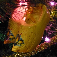 Souvenir Christmas Ornaments Wooden Shoes from Pella, Iowa