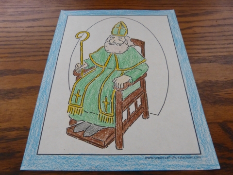 Bishop Sitting In Chair - Confirmation Coloring Page Colored