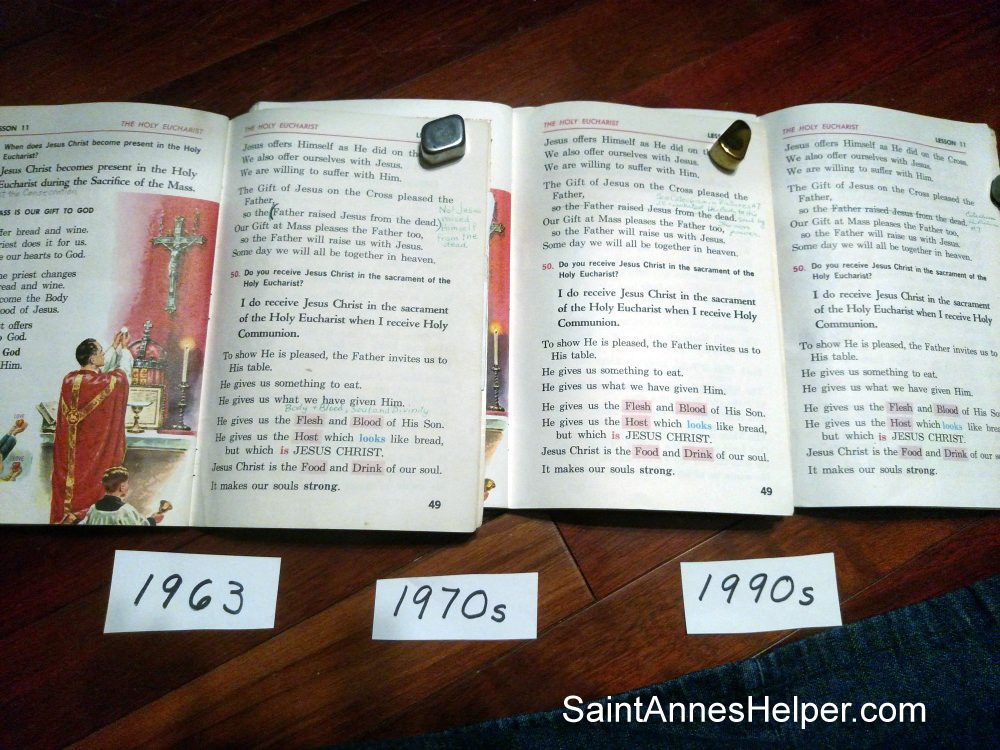 New Saint Joseph First Communion Catholic catechism for children, page 49: Jesus' Resurrection and inclusive language.