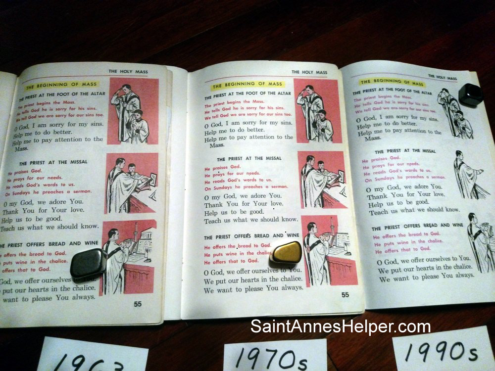 Progressive changes in the NSJ Catholic Sunday School Lessons.